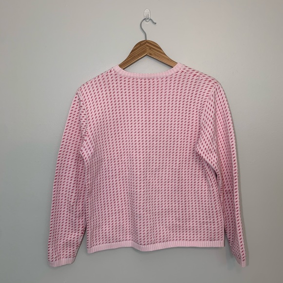 L.L. Bean Pink Boxy Dotted Crewneck Sweater Size M - Picture 2 of 6
